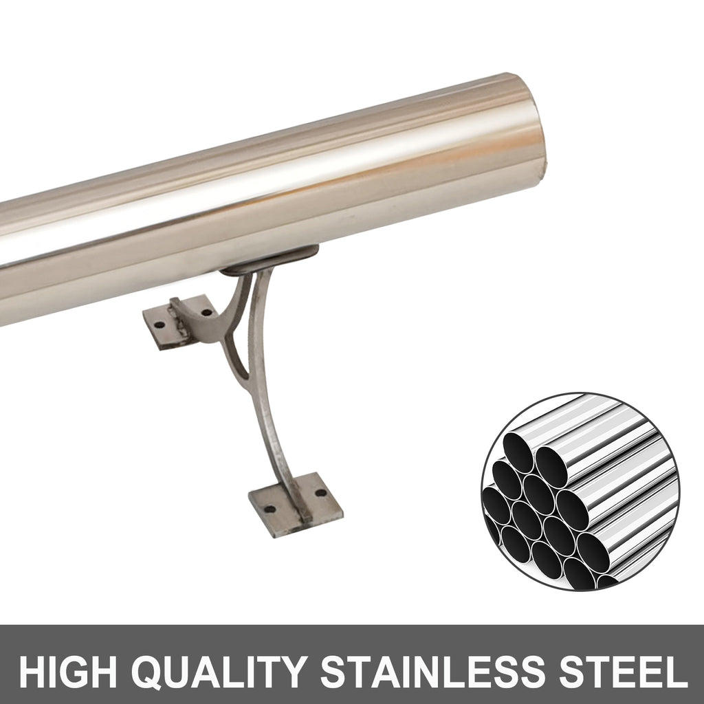 Karpevta 7FT Stainless Steel Bar Mount Foot Rail Kit for Floor