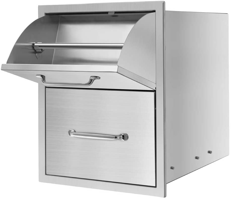 Karpevta W16H20D20 Inches BBQ Double Drawers with Paper Towel Holder