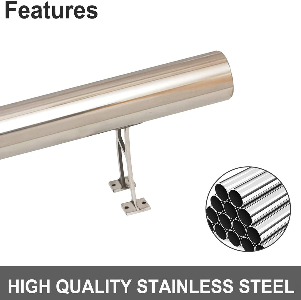 Karpevta 2FT Stainless Steel Bar Mount Foot Rail Kit for Wall