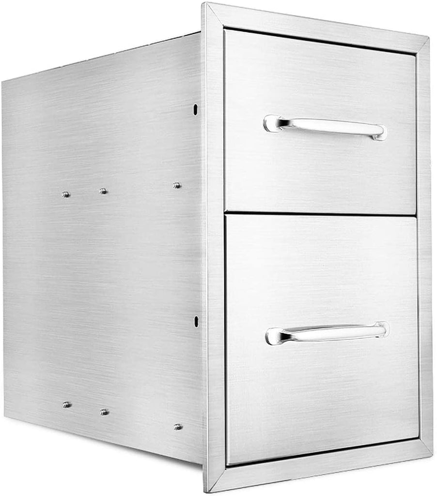 Karpevta W14D21H21 Inches BBQ Double Drawer with Handle