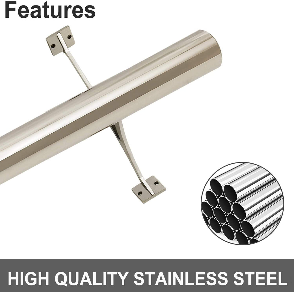 Karpevta 6FT Stainless Steel Bar Mount Foot Rail Kit for Floor &Wall