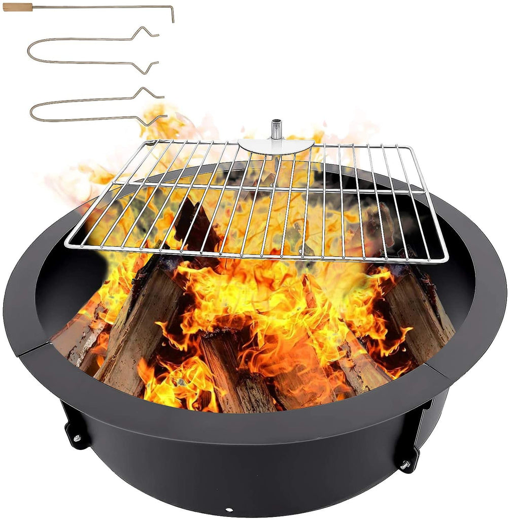 Karpevta Fire Pit Ring 39x36x7.8 inches with Cooking Grill