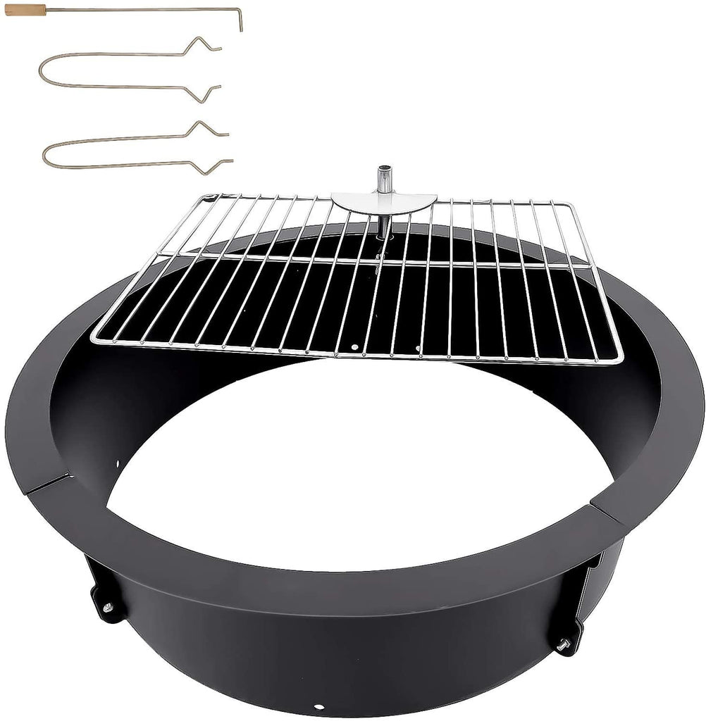 Karpevta Fire Pit Ring 39x36x7.8 inches with Cooking Grill